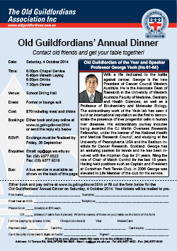 Old Guildfordians' Annual Dinner Flier